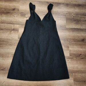 Flared Dress With Bow Straps Black Size 8